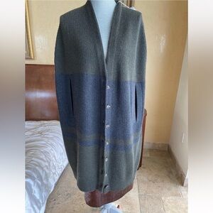 Brunello Cucinelli Cashmere English Rib Cocoon Coat Poncho Jacket sz S $4K